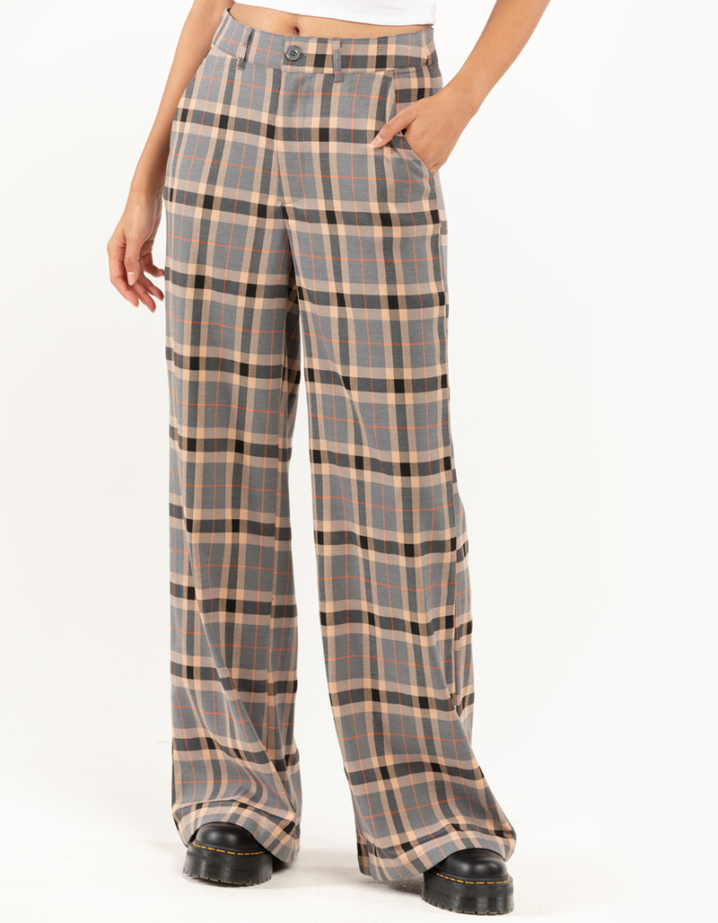 RSQ Womens Wide Leg Plaid Pants image number 1