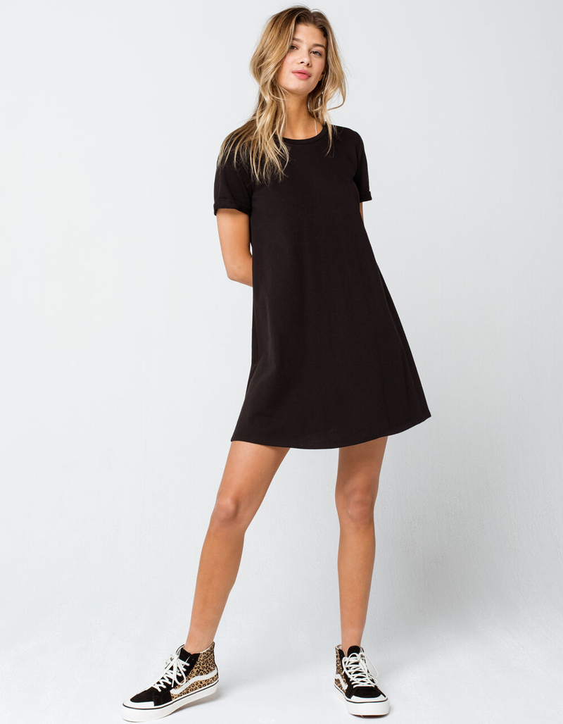 HEART & HIPS Solid Black Sweatshirt Dress image number 3