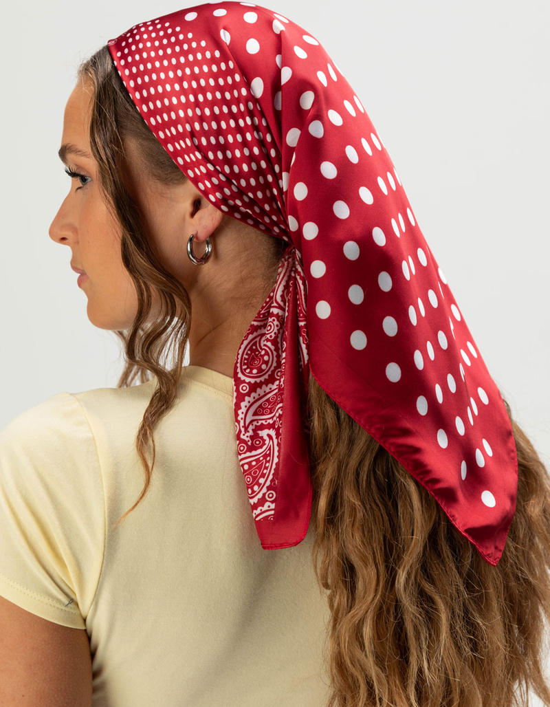 FULL TILT Polka Dot/Paisley Satin Headscarf image number 1