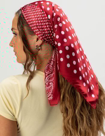 FULL TILT Polka Dot/Paisley Satin Headscarf Alternative Image