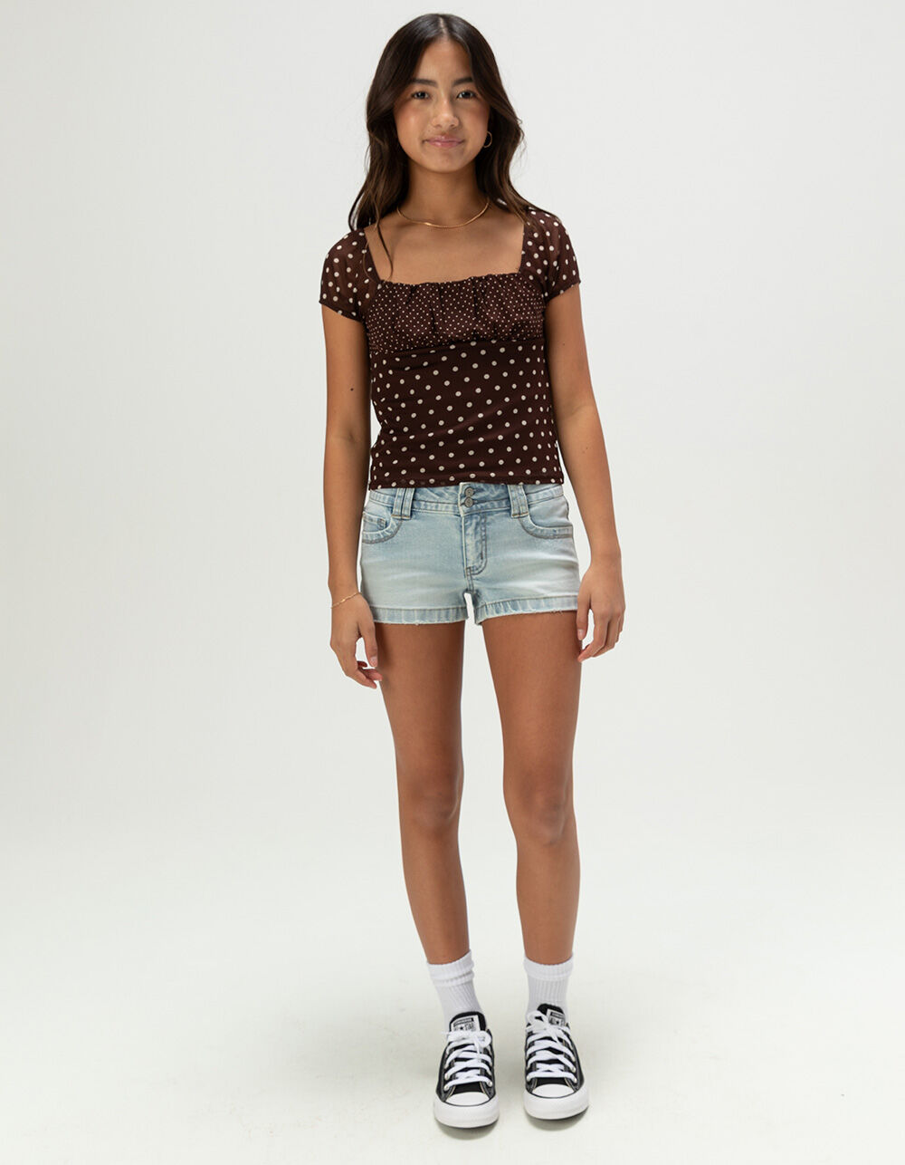 RSQ Girls Emma Mix Dot Mesh Top - BROWN | Tillys