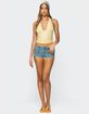 EDIKTED Cargo Pockets Denim Micro Shorts image number 2