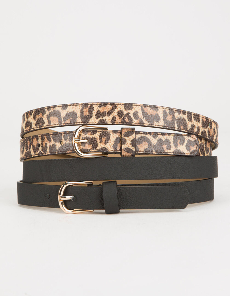 FULL TILT 2 Pack Leopard & Solid Belts image number 0