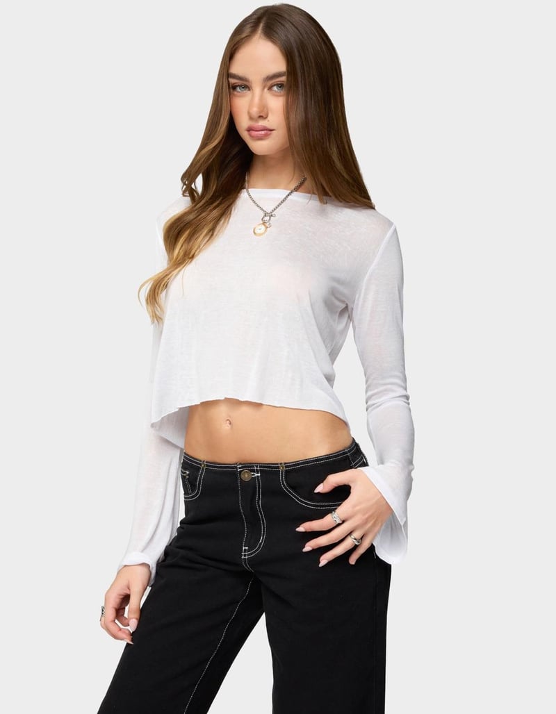 EDIKTED Catalena Long Sleeve Sheer Top image number 0