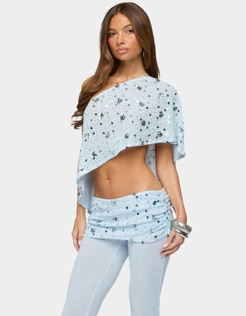 EDIKTED Zephyra Bead & Sequin One Shoulder Poncho Alternative Image