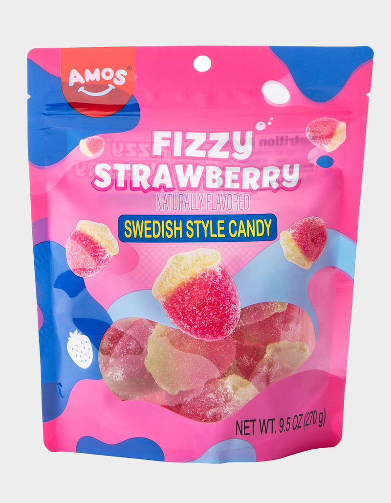 AMOS Fizzy Strawberry Swedish Style Gummy Candy image number 0