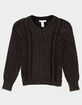 FULL TILT Girls Washed Cable Knit V-Neck Sweater image number 2