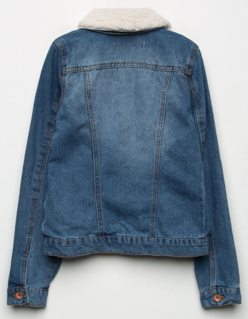 CI SONO Sherpa Collar Girls Denim Jacket MEDIUM WASH Tillys