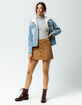 SKY AND SPARROW Corduroy Exposed Button Camel Mini Skirt image number 1