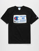 CHAMPION Photo Real Jock Tag Mens Black T-Shirt image number 1