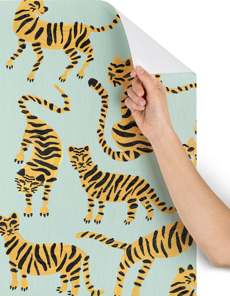 DENY DESIGNS Cat Coquillette Tiger Collection: Mint Orange 2" x 8" Wallpaper Panel image number 1