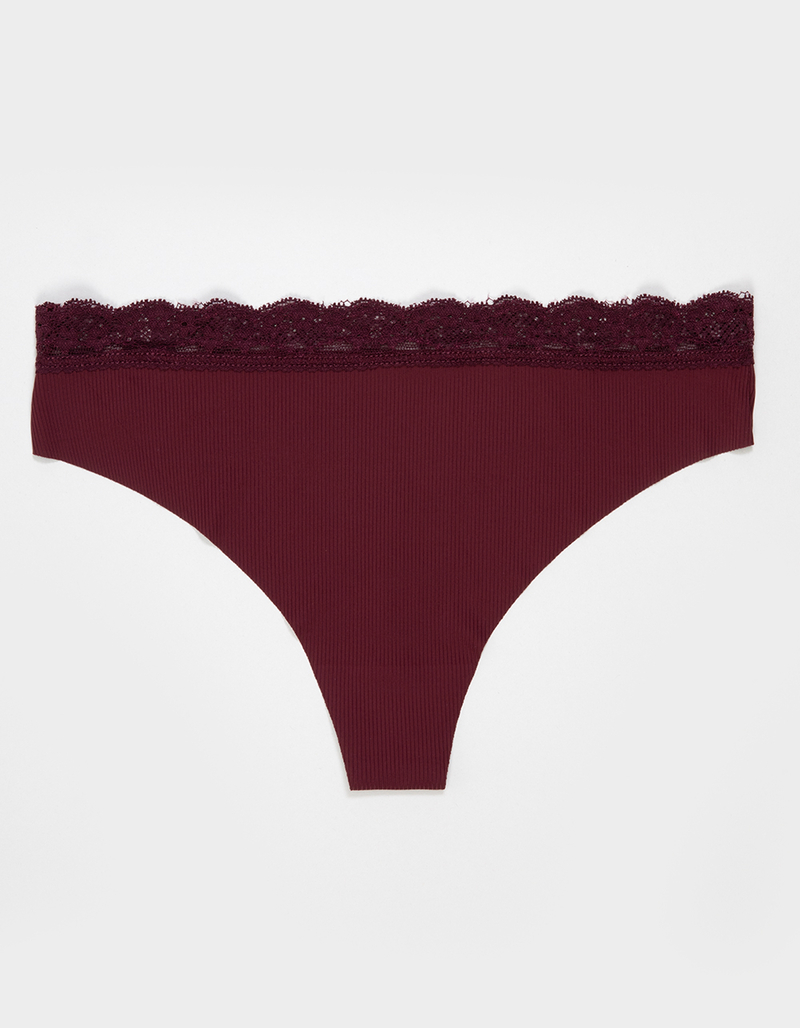 FULL TILT Rib Lace Waistband Thong image number 0