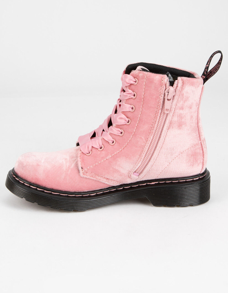 DR. MARTENS Junior 1460 Pascal Velvet Girls Pink Boots image number 2