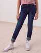 RSQ Mid Rise Cuff Girls Dark Wash Jeans image number 2