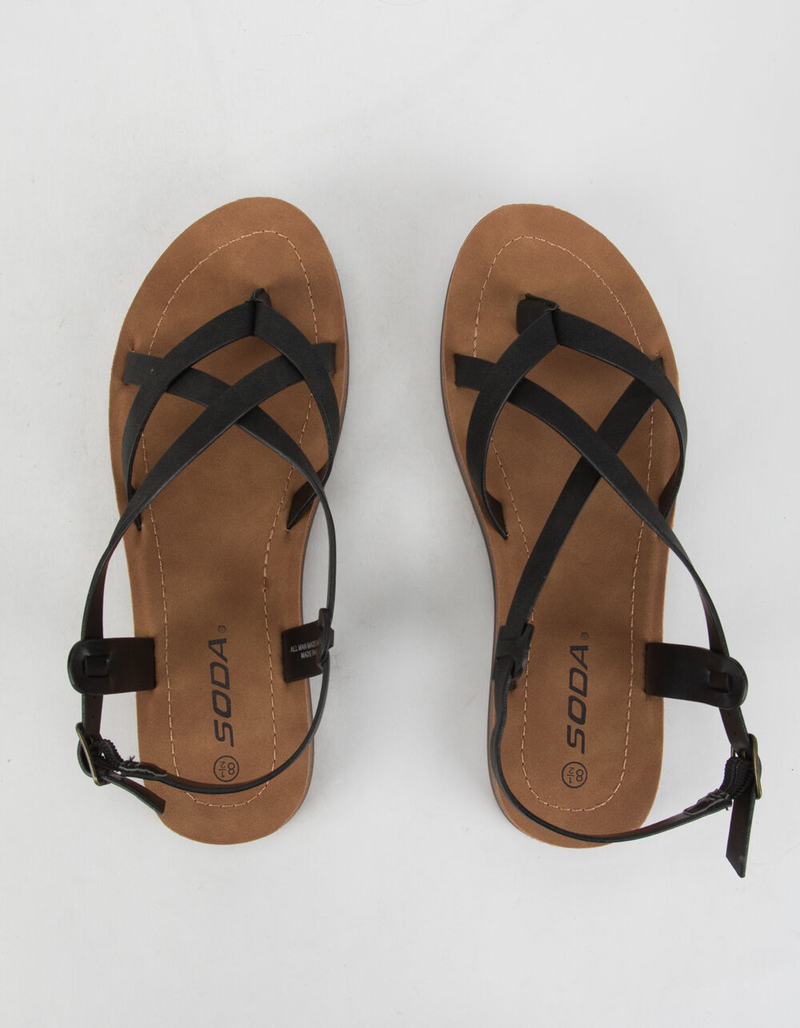 SODA Criss Cross Ankle Womens Black Sandals image number 4