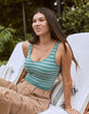 FULL TILT Seamless Stripe V-Neck Womens Rib Tank Top image number 4