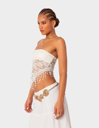 EDIKTED India Sheer Lace Strapless Top Alternative Image