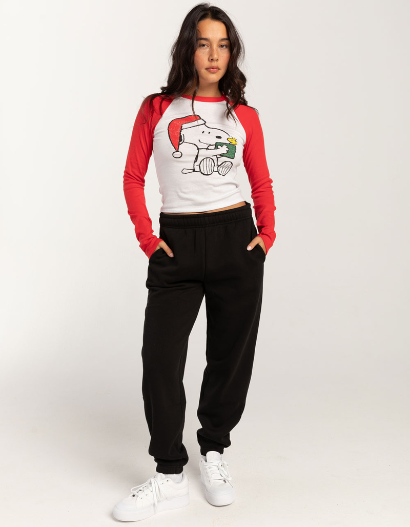 RSQ x Peanuts Holiday Womens Snoopy Long Sleeve Raglan Tee image number 1