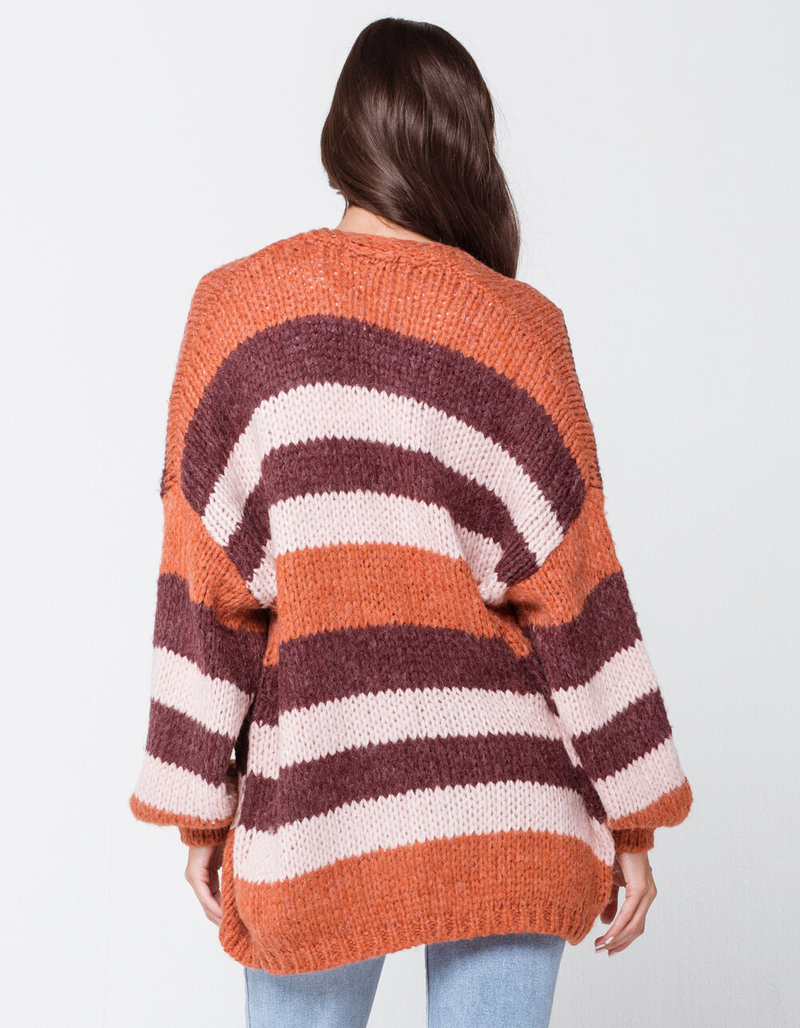 RSQ Stripe Fuzzy Womens Cardigan image number 2