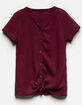 WHITE FAWN Button Tie Front Burgundy Girls Thermal image number 1