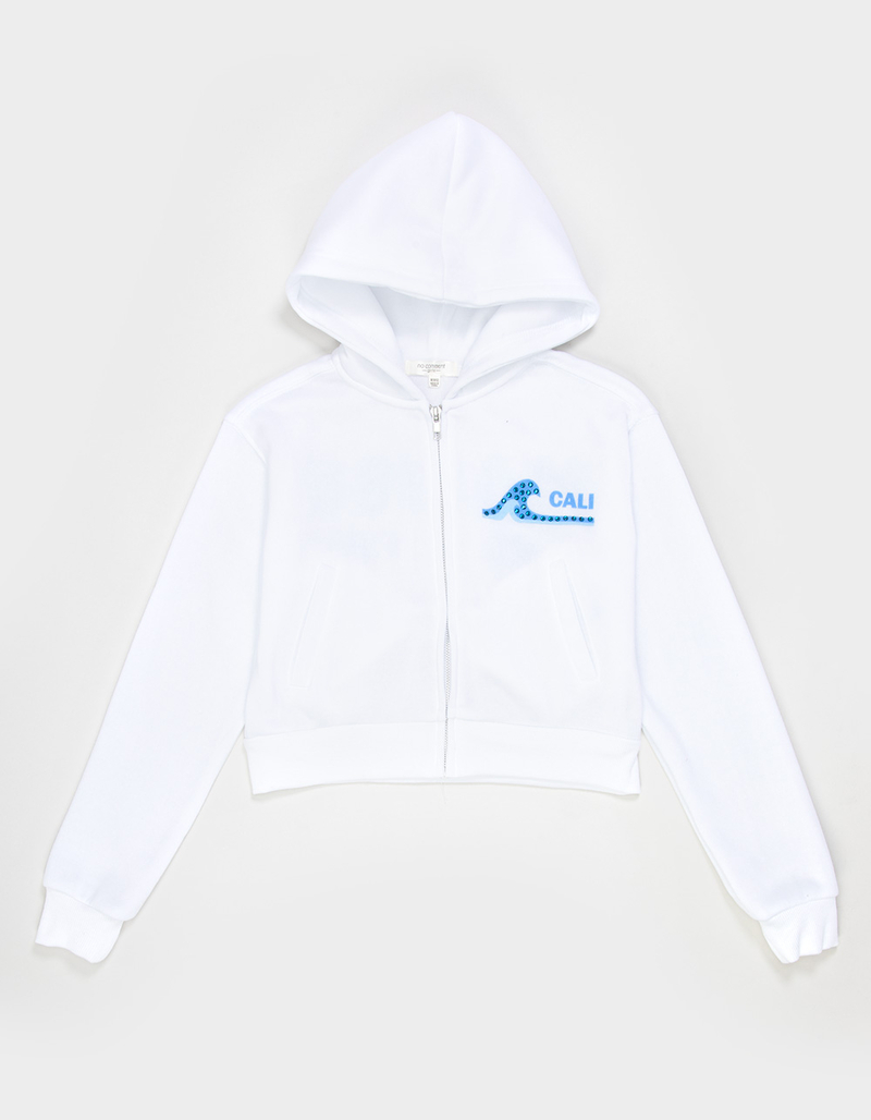 NO COMMENT Malibu Rhinestone Girls Zip-Up Hoodie image number 1