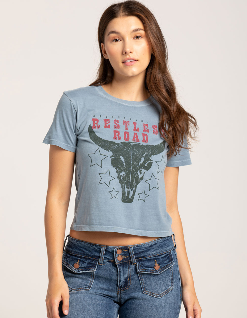 FULL TILT Restless Road Horn Womens Baby Tee image number 0
