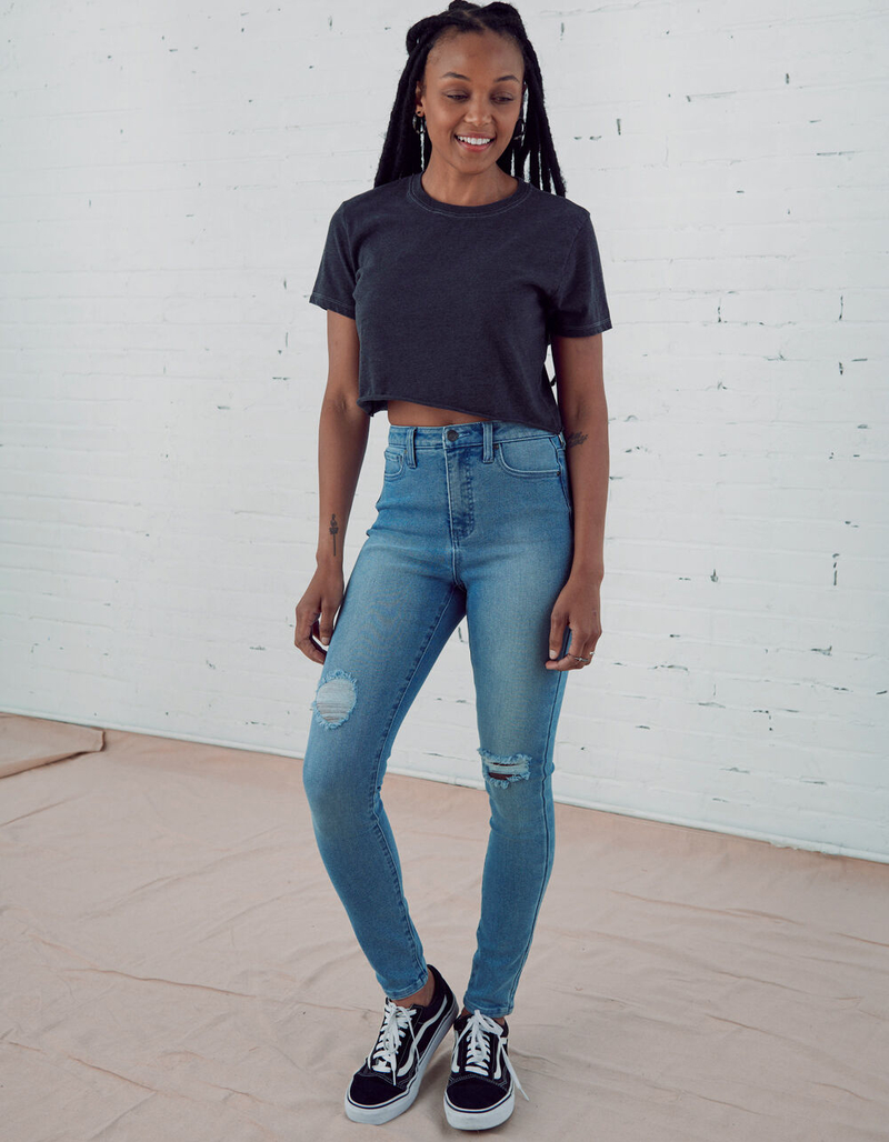 Light Wash High Rise Crossover Skinny