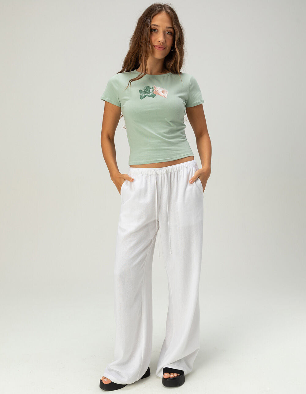 FULL TILT Shell Womens Baby Tee - SAGE | Tillys