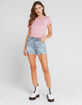 HEART & HIPS Pointelle Womens Pink Baby Tee image number 4