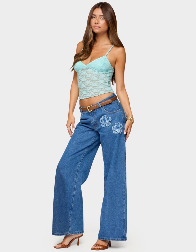 EDIKTED Eira Sheer Lace Tank Top image number 3