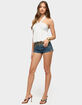 EDIKTED Zera Embroidered Denim Micro Shorts image number 4