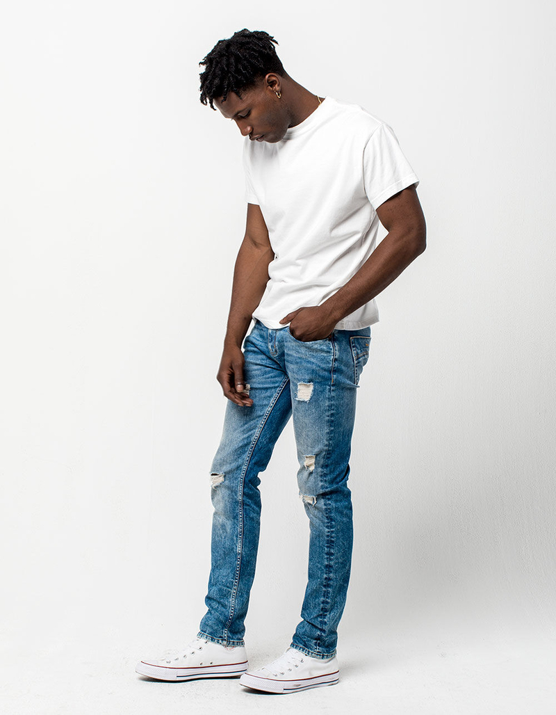 RSQ Seattle Extreme Wash Ripped Mens Skinny Tapered Jeans image number 1