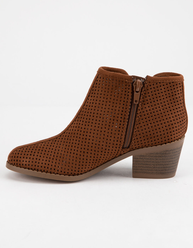 SODA Perforated Side Notch Cognac Girls Booties image number 2