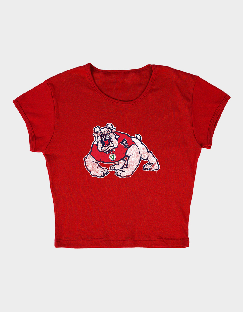 FRESNO STATE UNIVERSITY Distressed Primary Logo Womens Baby Rib Tee image number 3