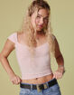 TILLYS Butter Soft Womens Cap Sleeve Cinch Front Tee image number 5