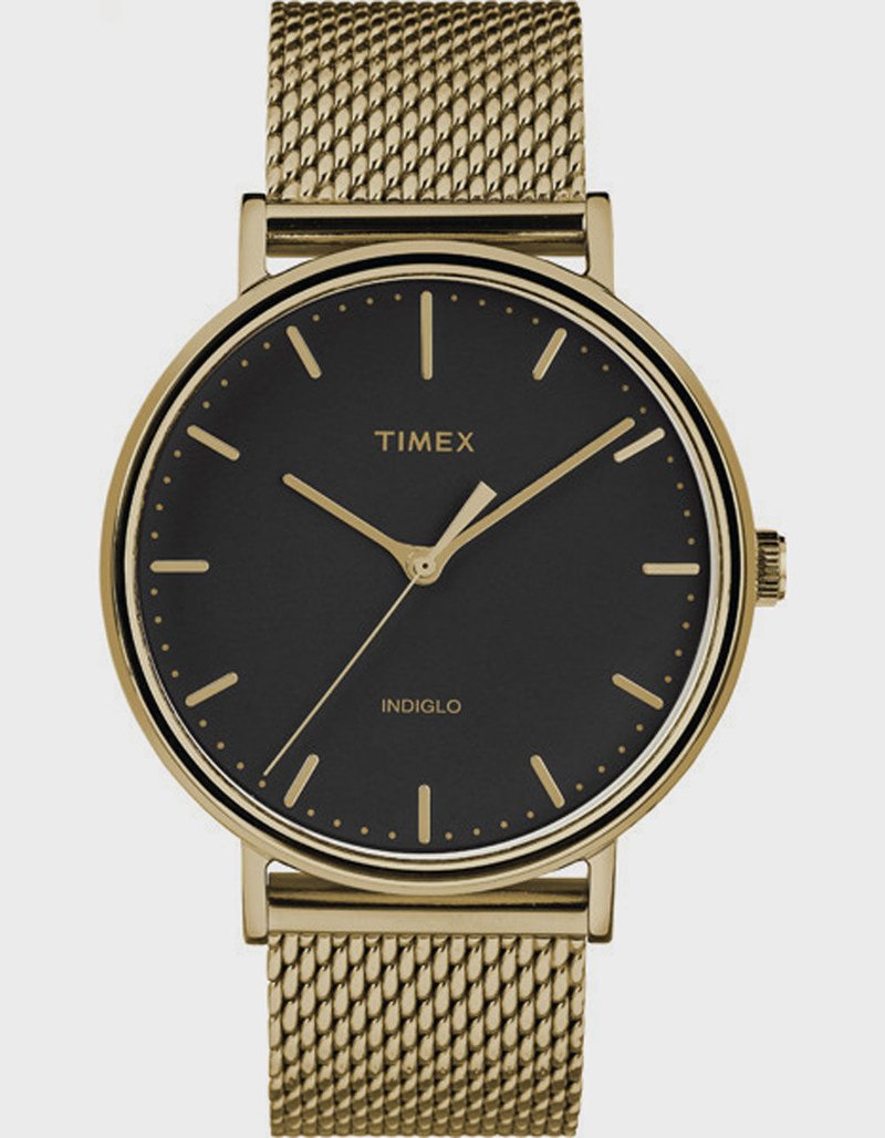 TIMEX Fairfield 41mm Stainless Steel Mesh Band Gold-Tone & Black Watch image number 0