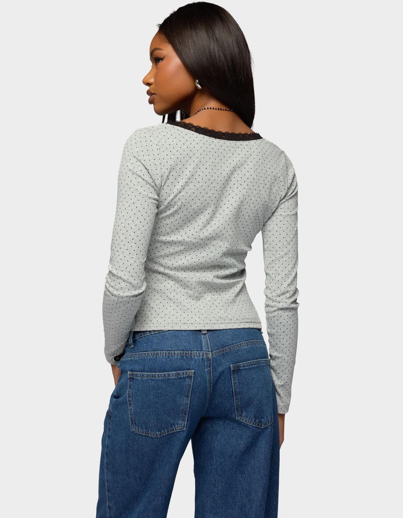 EDIKTED Morah Lacey Polka Dot Top image number 2