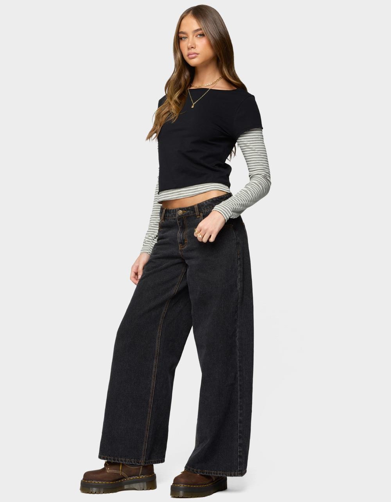 EDIKTED Layered Stripey Long Sleeve Tee image number 3