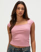 HEART & HIPS Womens Square Neck Cap Sleeve Top image number 1