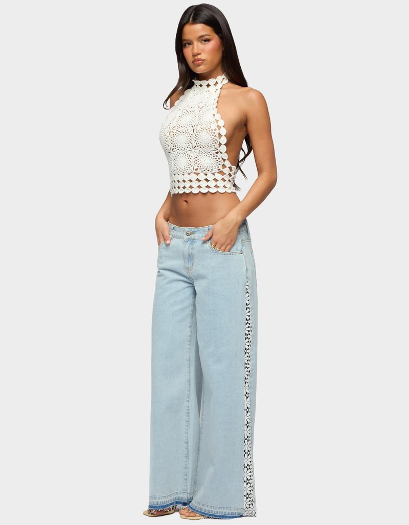 EDIKTED Backless Crochet High Neck Halter Top image number 3