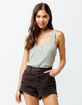 FULL TILT Solid Henley Sage Womens Tank Top image number 1