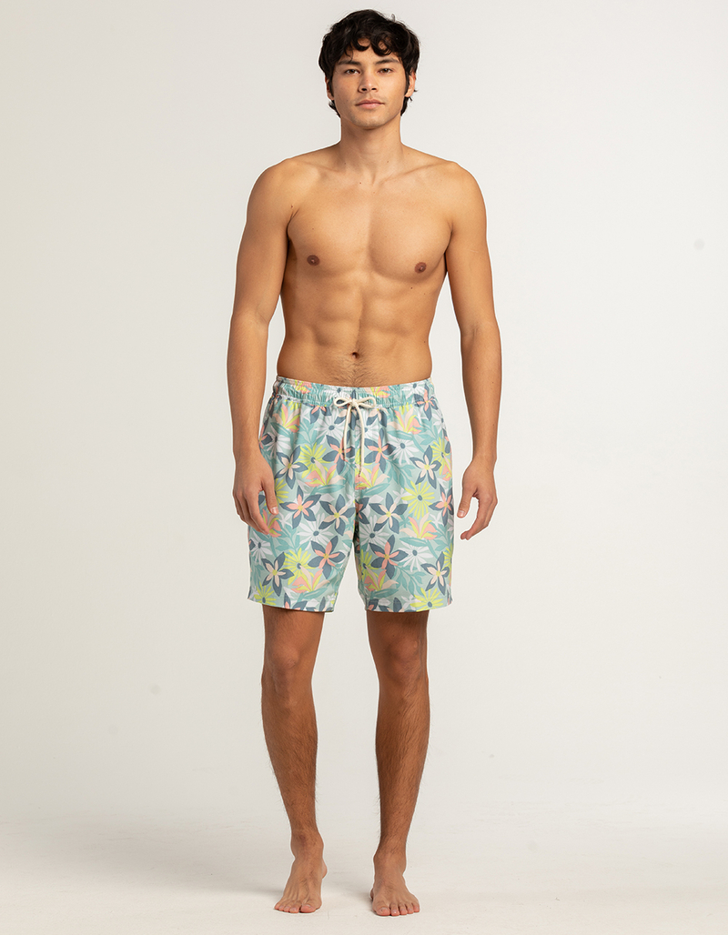 BLUE CROWN Paradise Daisies Mens 7" Swim Shorts image number 3