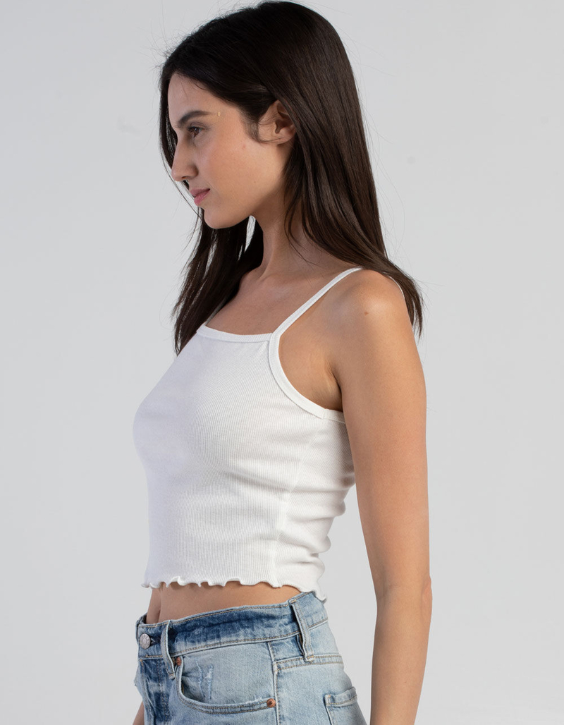 HEART & HIPS Square Neck Womens Ribbed Lettuce Cami  image number 1