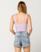 SKY AND SPARROW Ribbed Square Neck Lavender Bodysuit image number 3
