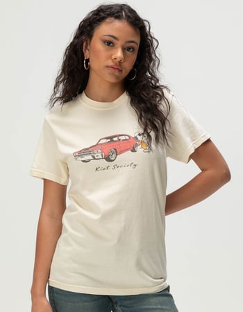 RIOT SOCIETY x Peanuts Snoopy Car Womens Tee Primary Image