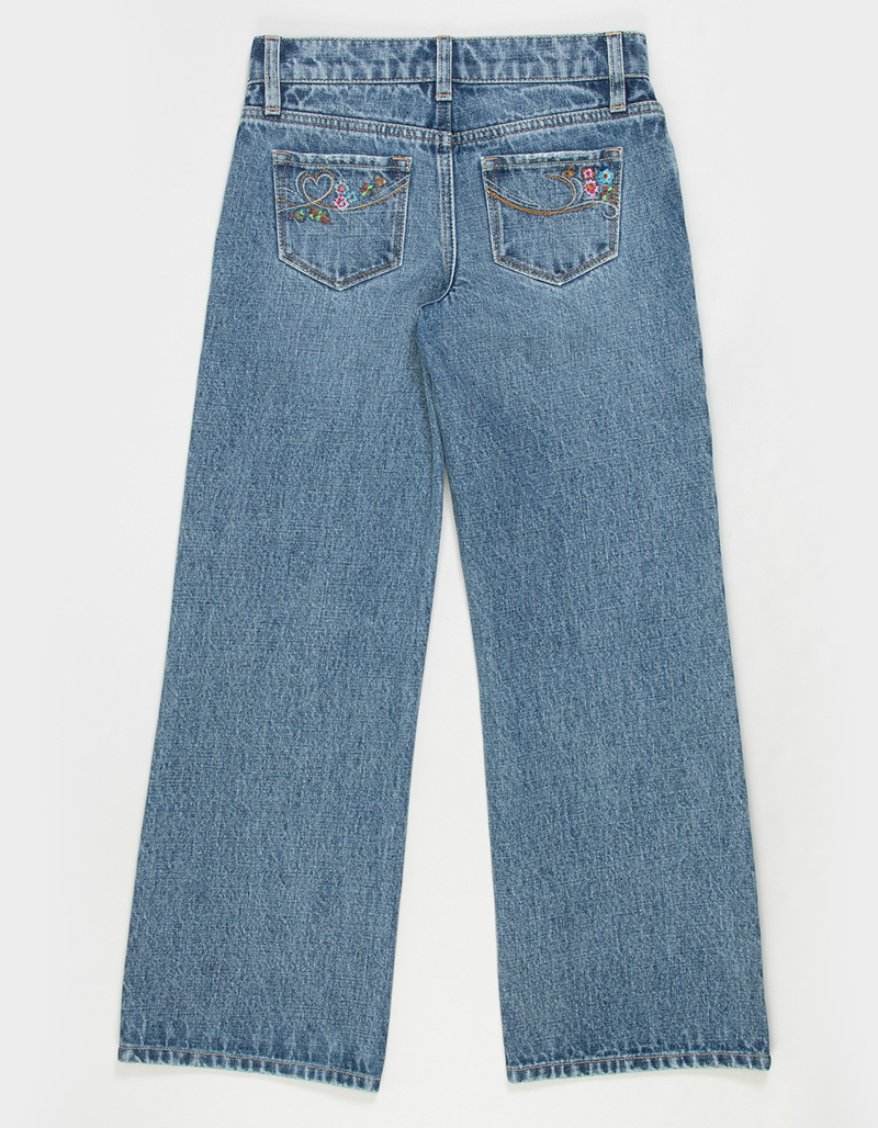 RSQ Girls Low Rise Embroidered Pocket Wide Leg Jeans image number 1