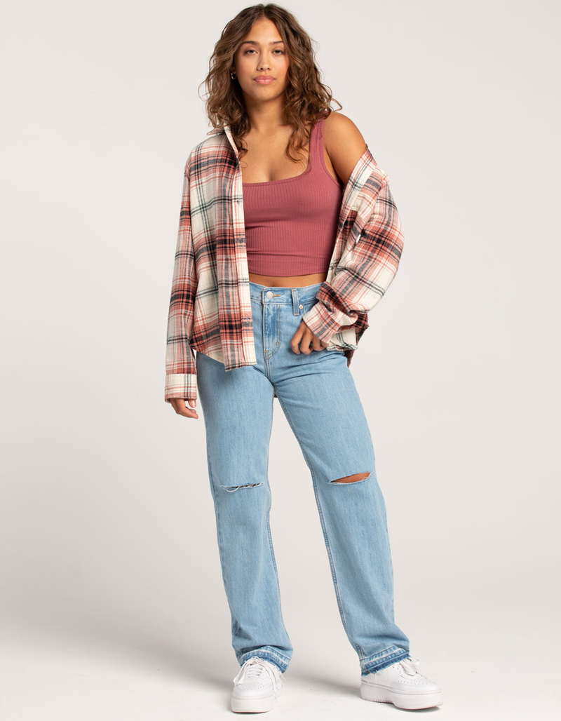 LOVE TREE Plaid Womens Boyfriend Flannel image number 3