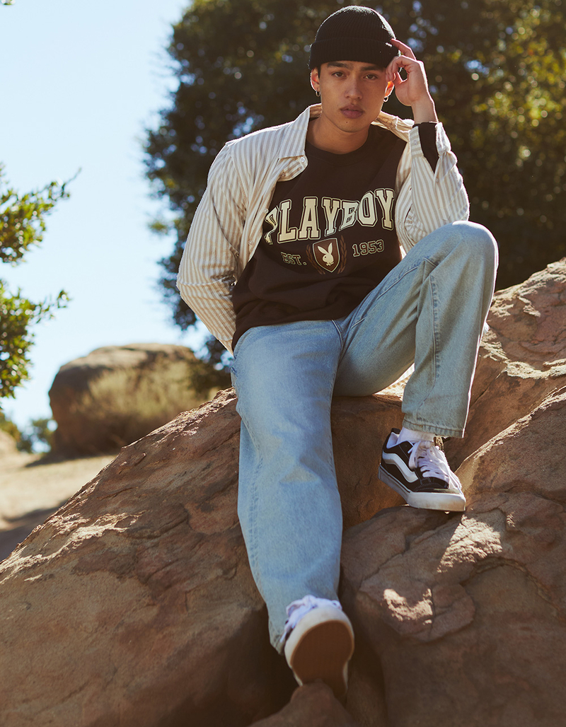 RSQ Mens Baggy Light Wash Denim Jeans image number 10