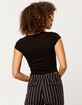 BOZZOLO Square Neck Lettuce Edge Black Womens Tee image number 3