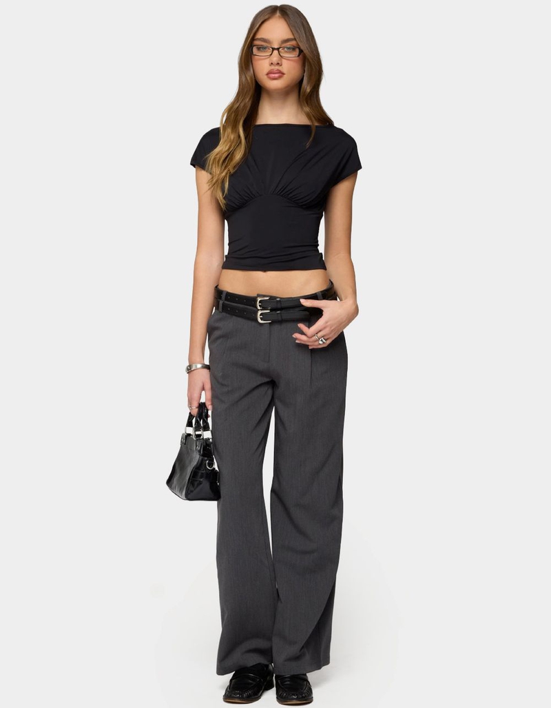 EDIKTED Andy Double Belt Straight Leg Tailored Pants image number 4